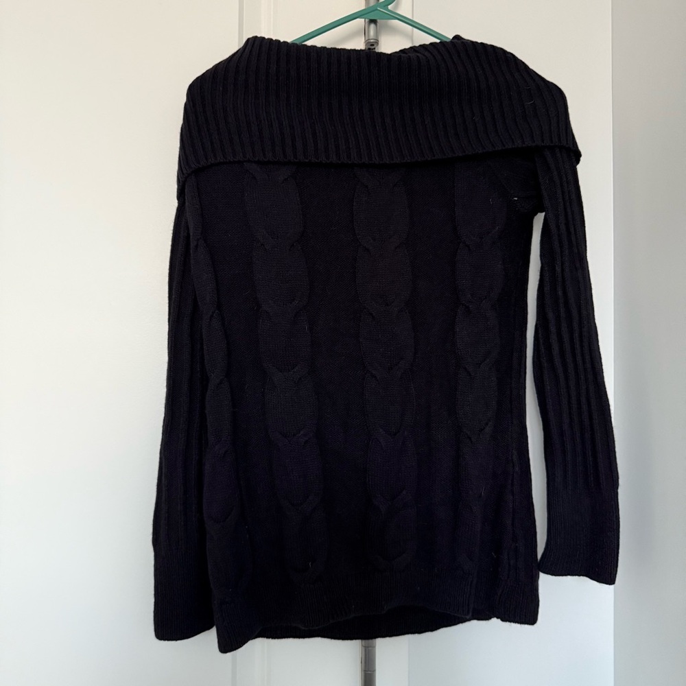 Soho Navy Blue Off-Shoulder Sweater